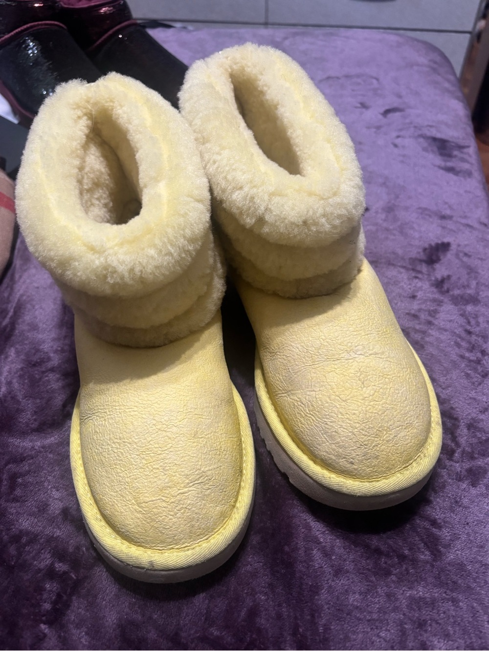 UGG Sunny Yellow Shearling Cuff Booties